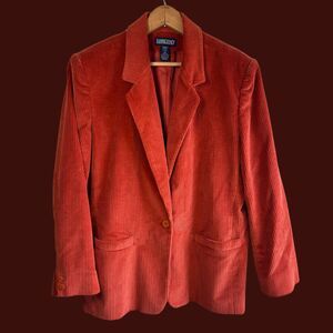 Vintage 1990s Lands End Burnt Orange Corduroy Blazer